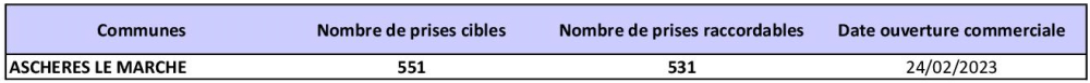 Tableau des prises raccordables ASCHERES LE MARCHE