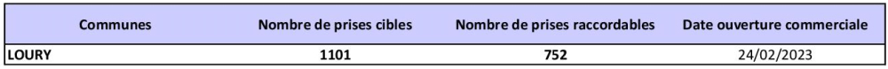 Tableau des prises raccordables LOURY